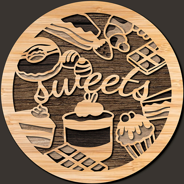 Sweets wooden coaster digital cutting file