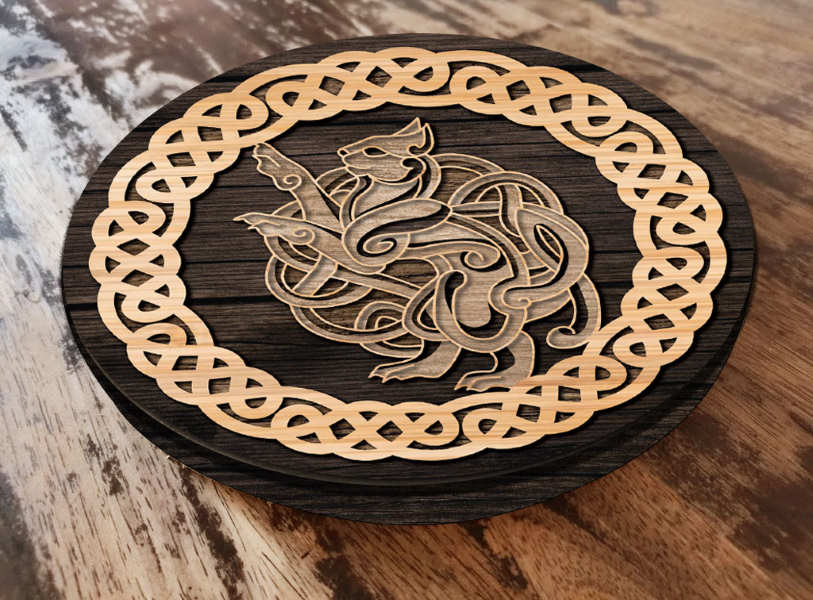 Fantastic animal wooden coaster multilayer cut file another view