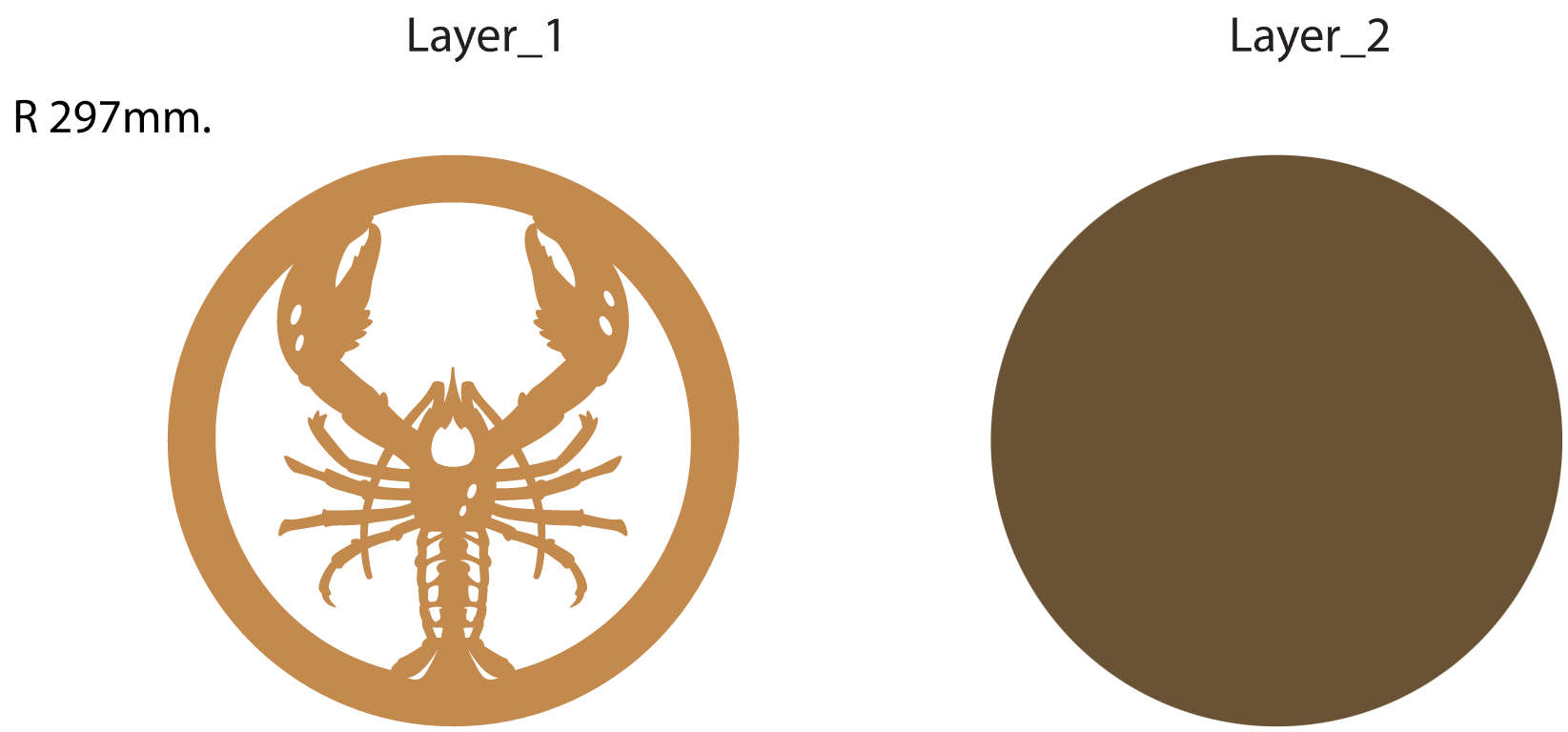 Lobster wooden coaster multilayer cut file layers