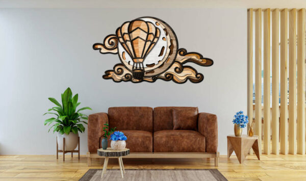 Balloon and moon multilayer 3d cut in interior