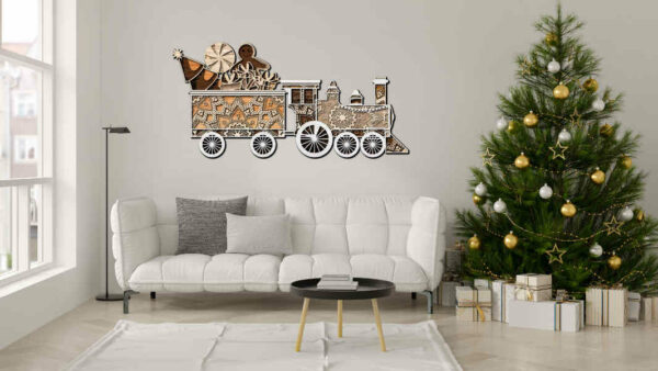 Christmas Train with Cookies multilayer 3D Cut Interior
