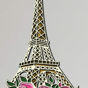 Paris Eiffel Tower with Roses Multi layer 3D Cut
