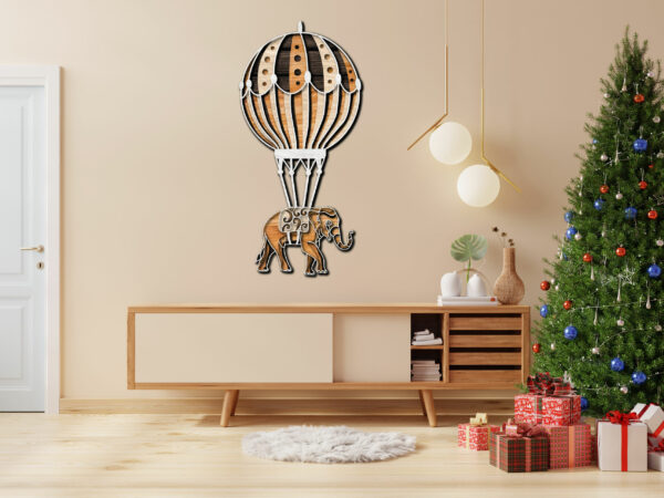 Hot Air Balloon with Elephant multilayer 3D Cut living room