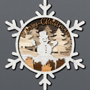 Ice Crystal with Snowman Christmas multilayer 3D Cut