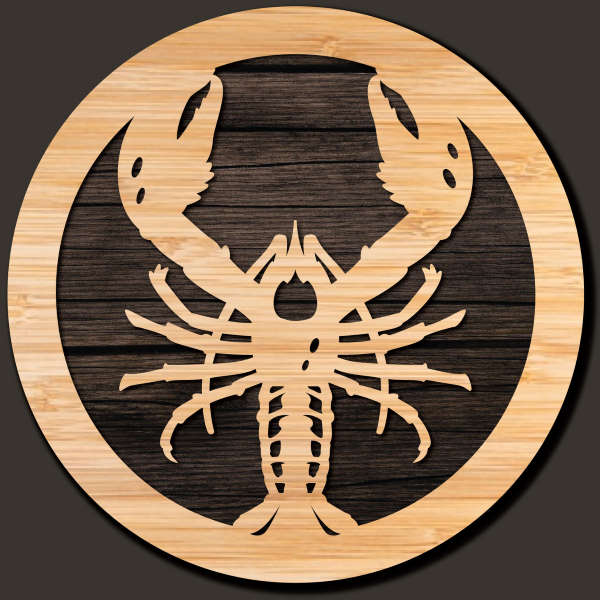 Lobster wooden coaster multilayer cut file