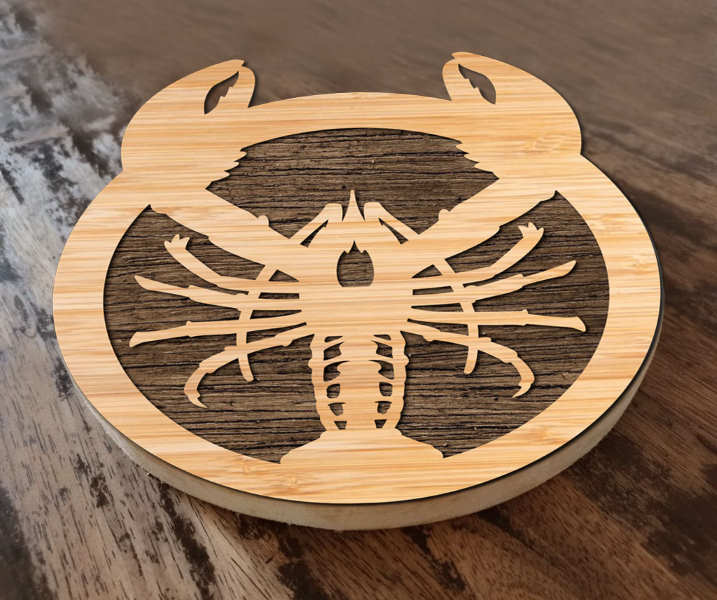 Lobster wooden coaster multilayer cut file 2 another view