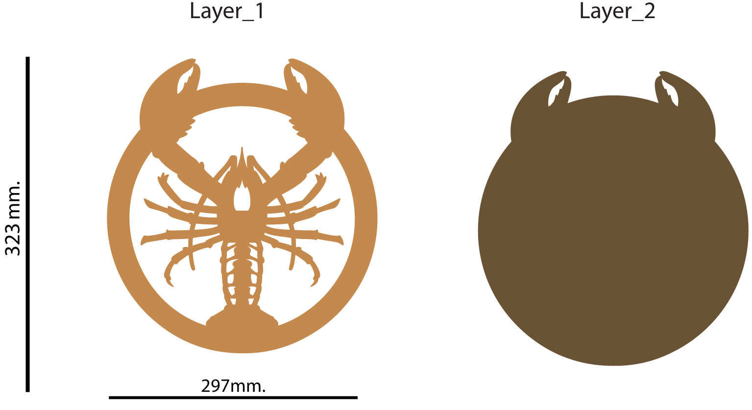 Lobster wooden coaster multilayer cut file 2 layers