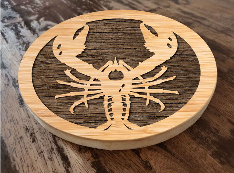 Lobster wooden coaster multilayer cut file another view