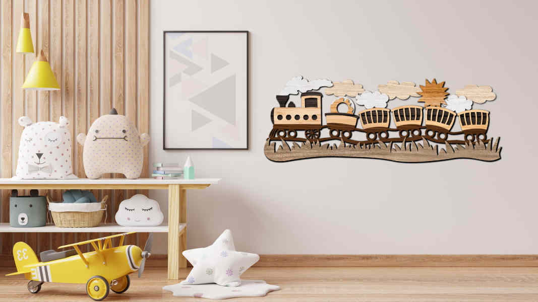 Mini Train with Clouds multilayer 3D Cut Interior