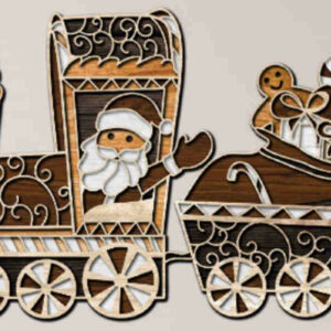 Santa Claus on Train with Gifts multilayer 3D Cut