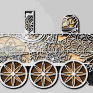 Steam Engine with Abstract Art multilayer 3D Cut