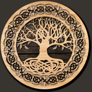 Celtic oak wooden coaster multilayer cut file