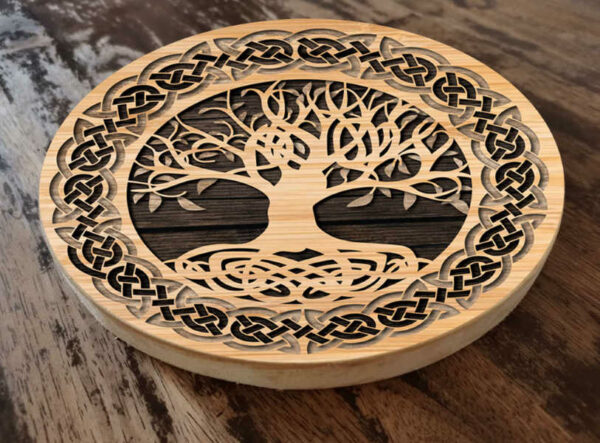 Celtic oak wooden coaster multilayer cut file another view