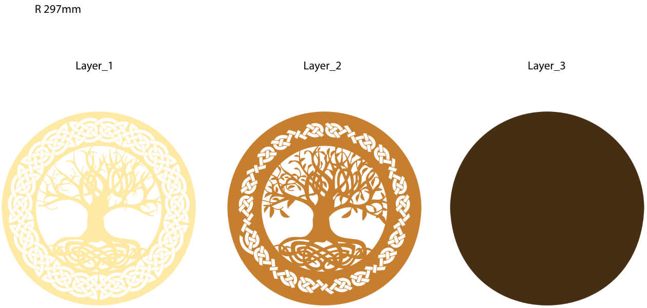 Celtic oak wooden coaster multilayer cut file layers