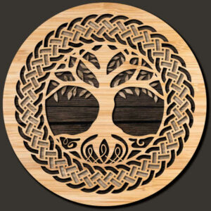 Celtic tree wooden coaster multilayer cut file