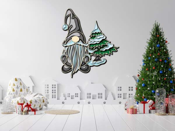 Gnome christmas multilayer 3d cut file in interior