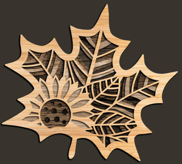 Maple leaf wooden coasters multilayer cut file
