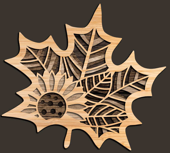 Maple leaf wooden coasters multilayer cut file