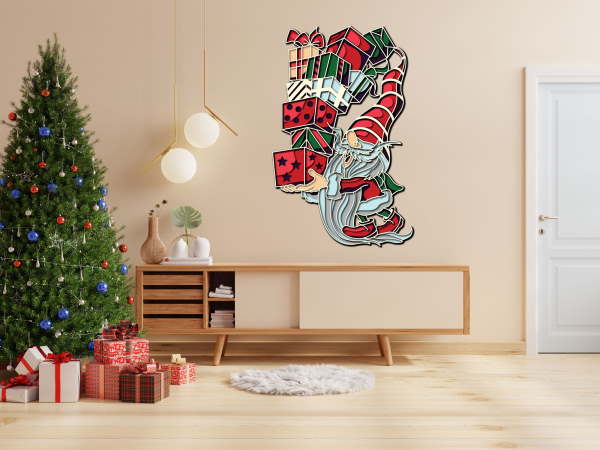 Santa with gifts multilayer 3d cut file interior