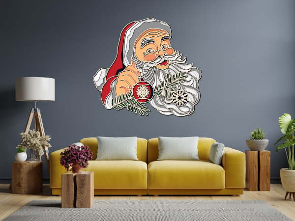 Santa claus with Christmas ball multilayer 3d cut file interior