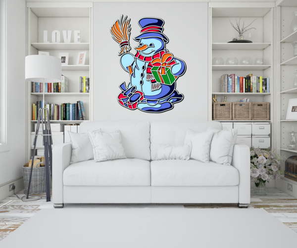 Snowman with gifts multilayer 3d cut file mandala in home interior