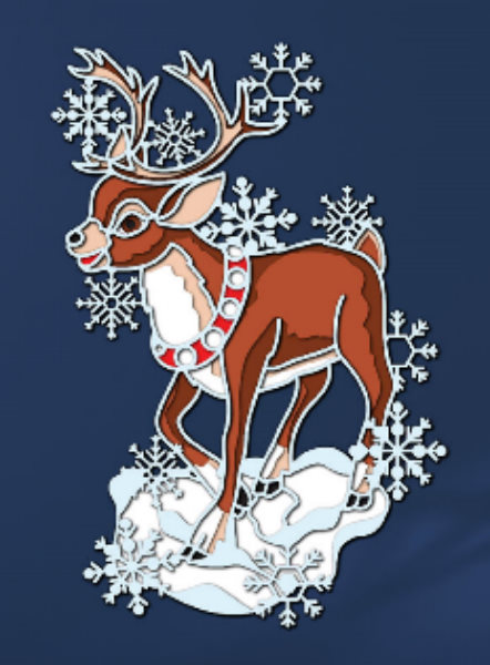 Christmas deer in the winter forest cutting design
