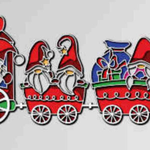 Christmas Train with dwarves multilayer 3D Cut