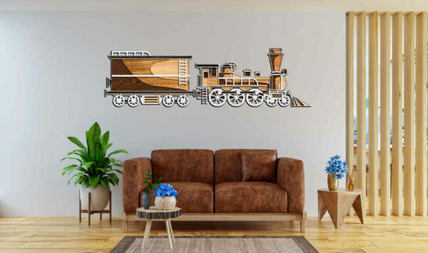 Classic Steam Engine with Carriage multilayer 3D Cut Interior