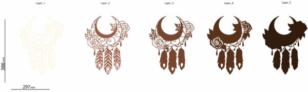 Crescent with Dream Catcher cutting design layers
