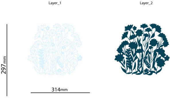 Field Cornflowers multilayer 3D Cut layers