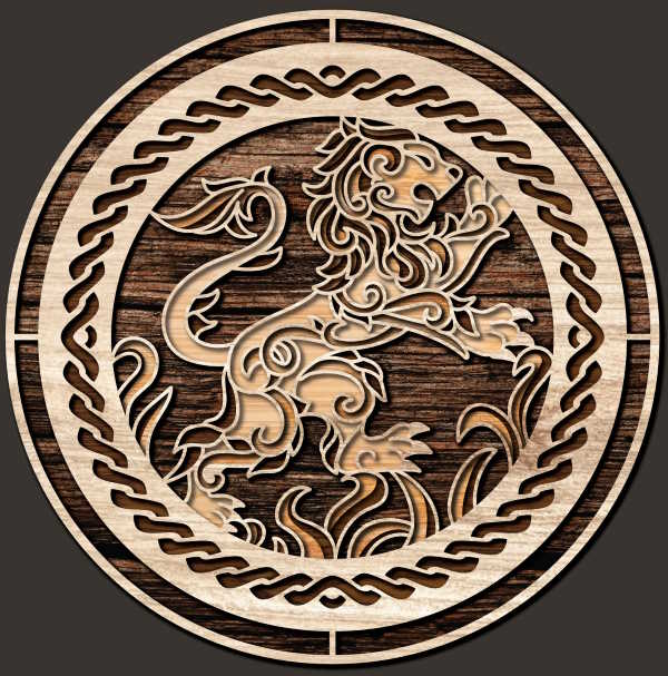 Fiery Lion Standing Circular coaster cut design