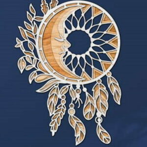 Moon with Dream Catcher multilayer 3D Cut