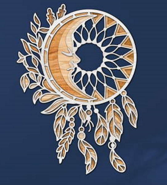 Moon with Dream Catcher multilayer 3D Cut