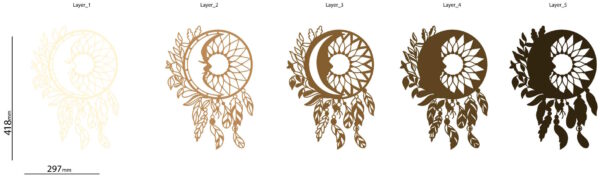 Moon with dreamcatcher cutting design layers