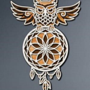 Owl with Dream Catcher multilayer 3D Cut
