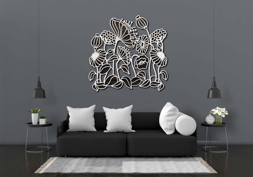 Poppies field multilayer 3D Cut home interior decor