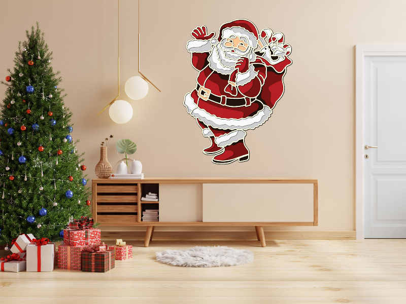 Santa Claus with Gifts multilayer 3D Cut Interior