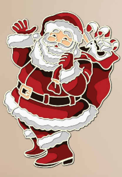 Santa Claus with Gifts multilayer 3D Cut