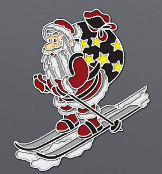 Santa Claus Skiing with Gifts multilayer 3D Cut