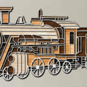 Steam Engine Yellow Train multilayer 3D Cut
