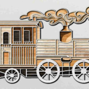 Train with Steam Engine multilayer 3D Cut