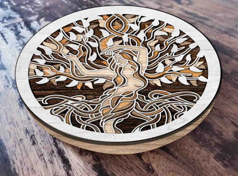 Tree Lady with Branches multilayer 3D Cut Interior