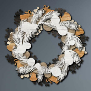 White Christmas Wreath with Bells multilayer 3D Cut
